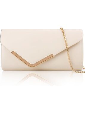 〽️ Women's Nude Shiny Sequin Envelope Clutch Purse Chain Evening Bags